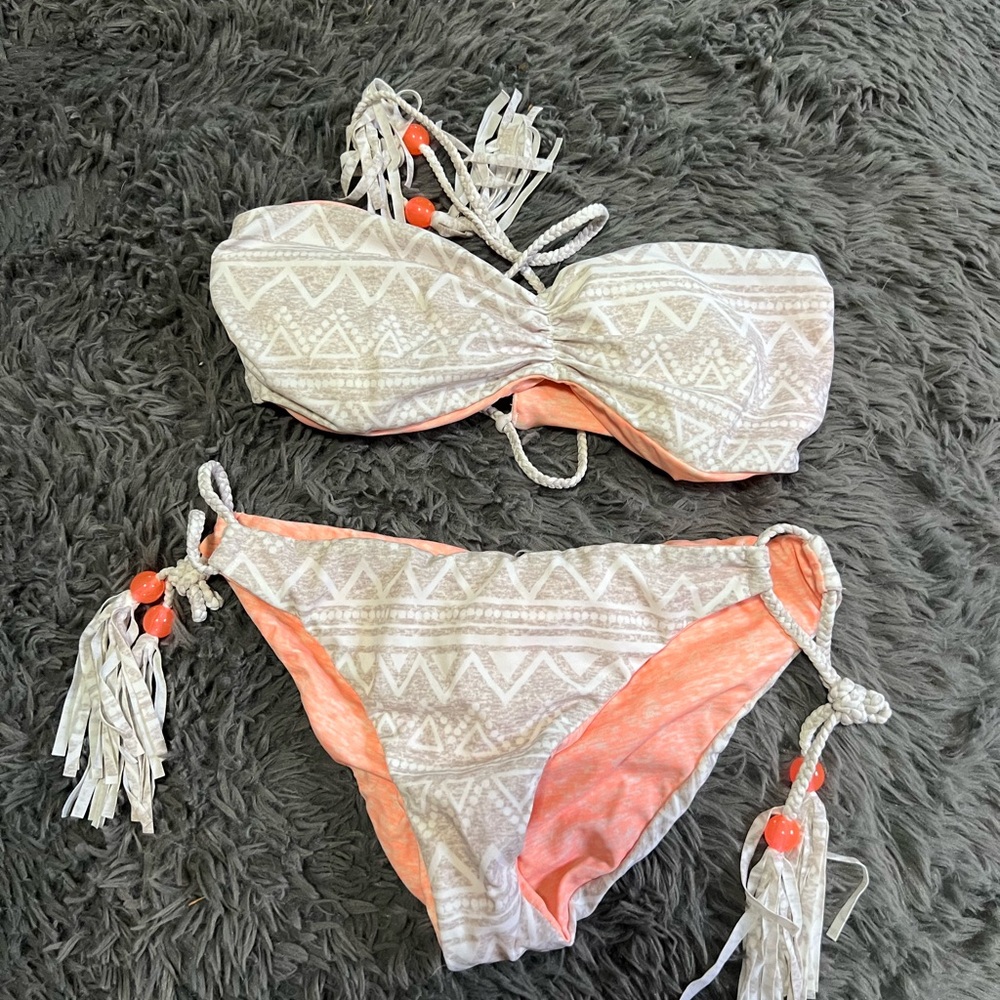 Victoria Secret Reversible Print Bikini with Tassels